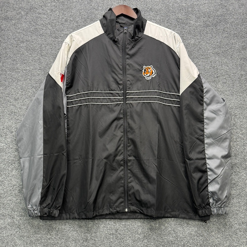 Reebok NFL‎ Team Apparel Cincinnati Bengals Jacket Mens XL Black Windbreaker